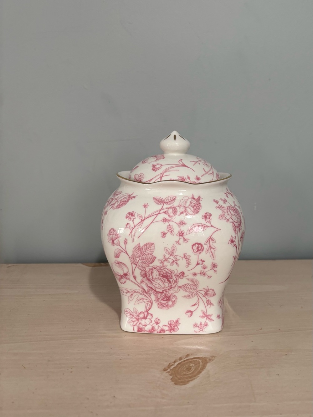 Grace Teaware fine porcelain White Ceramic Floral Ginger Jar with Pink